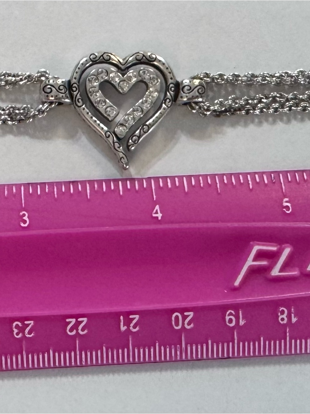 BRIGHTON Silver Heart Crystal Accent Women's Bracelet - Picture 5 of 5
